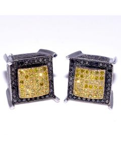 Black Diamond Stud Earrings 0.15ct 9.1mm Wide Screw Back Silver