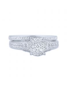0.54ct Diamond Bridal Set 10K White Gold 2pc 7mm Wide