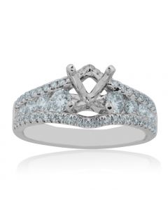 1CT Diamond Bridal Semi Mount Ring 18K White Gold Fit 0.5ct Solitaire or Larger 