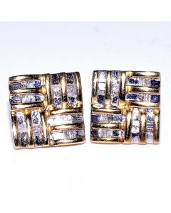 0.25ct Diamond Stud Earrings Baguette cut Square Shaped 10K Yellow Gold 9mm Wide