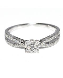 Diamond Ring Engagement Promise Ring 14K White Gold 0.34ct Split shoulder Round top