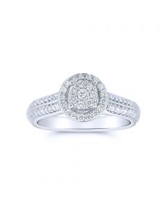 14K White Gold Halo Bridal Engagement Ring 8.5mm Wide 0.47cttw Diamonds