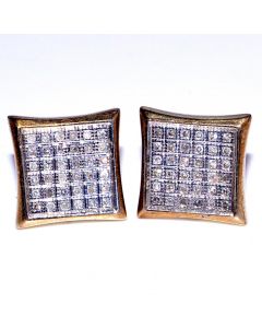 Diamond Kite Shaped Earrings 0.25ct Sterling Silver Gold plated 11.5mm Wide