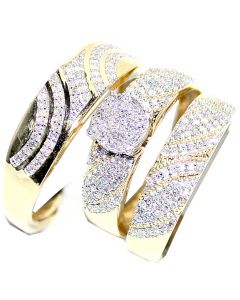 Wedding Rings Set His and Her Set 0.5ct 10K Yellow Gold 
