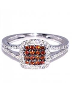 Cognac and White Diamond Fashion Ring Split Should White Gold 0.33ct 10K White Gold