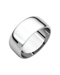 14kt White 8mm Half Round Light Band