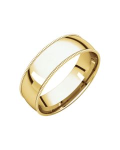 14kt Yellow 6mm Light Comfort Fit Milgrain Band