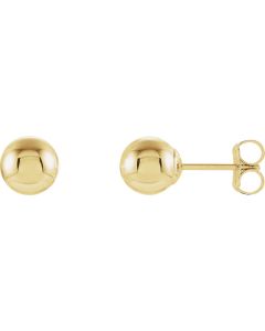 14kt Yellow 6mm Ball Earrings with Bright Finish