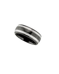 Ceramic Couture&trade; Domed Band with Sterling Silver Inlay