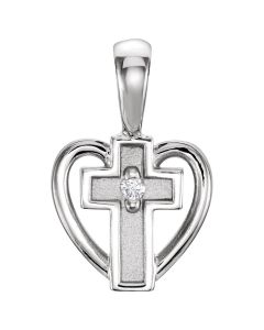 14kt Yellow .01 CTW Diamond Heart Cross Pendant
