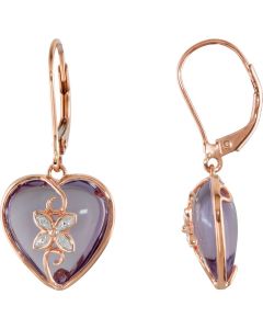 Rose de France & Diamond Lever Back Earrings