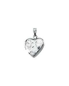 Sterling Silver Love Birds Heart Shape Locket