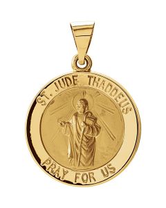 14kt Yellow 18.25mm Hollow Round St. Jude Medal