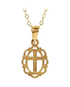 14kt Yellow Disc with Cross 15