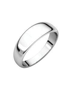 14kt White 6mm Half Round Tapered Band