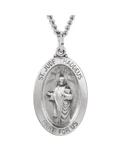Sterling Silver 23.75x16.25mm Oval St. Jude Thaddeus 24