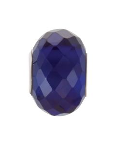 Sterling Silver 11x15.5mm Faceted Sapphire-Colored Glass Bead