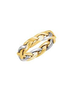 14K Two-Tone 4.5mm Hand-Woven Band Size 6