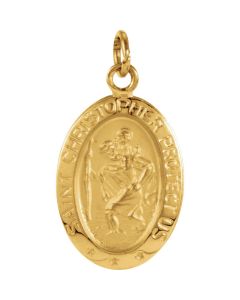14kt Yellow 15x11mm Oval St. Christopher Medal