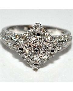 1.23ctw Real Diamond Vintage Engagement Bridal Wedding Ring 14K White gold Pave Sides Solitaire