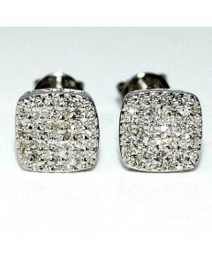 Real Diamond Stud Earrings 7mm Screw Back .25ct Sterling Square Shape new Pave