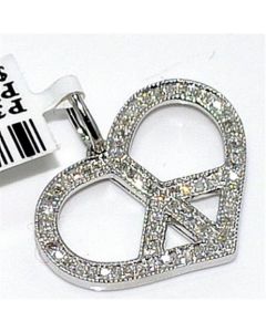 Heart pendant peace symbol 0.23ct diamonds 14K Whtie gold 