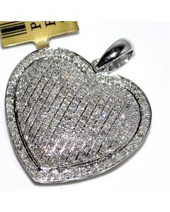 large diamond heart pendant 1.3ct 20mm wide White gold love valentines jewelry
