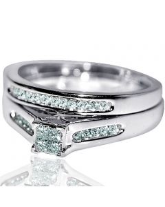 Diamond Ladies Bridal Set Wedding Princess Cut Round 0.50ct (Ctw) Diamonds