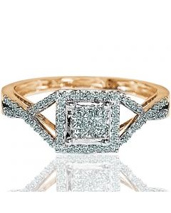 Princess Cut Diamond Engagement Ring Vintage Inspired 0.33ct 10K Yellow Gold