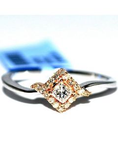 Princess Cut diamond Two Tone White and Rose Gold Engagement Promise Ring 0.25ct (ctw) diamonds