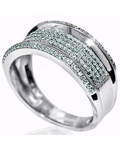 Mens Diamond Wedding Band Ring 10k White Gold .45ct 10mm Wide Pave Set Ring