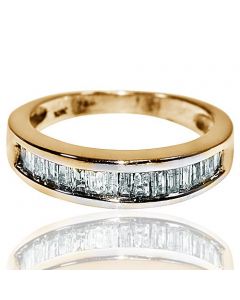 Baguette diamond Anniversary Wedding Band 0.5ct w 10K Yellow Gold 5mm wide