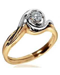 14K Gold Wedding Set Ladies 0.2ct Two Tone Engagement Ring and Band Soldered together