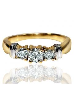 14K Gold Two tone 0.5ct (w) Three Stone Diamond Anniversary Engagement Ring Round cut diamonds