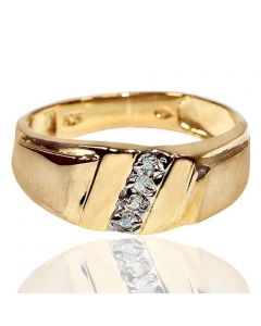 Mens Wedding Band Ring 9mm Wide 0.10ctw Sang finish 10K Yellow Gold