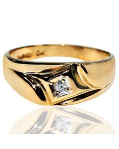 Mens Wedding Band Ring 8mm Wide 0.02ct Diamonds 10K Gold Size 9.5