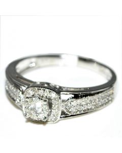 0.25ct Diamond Engagement Ring Promise 10K White Gold 7mm Wide Halo Round Center