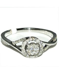 0.25ct Diamond Engagement Ring Round Solitaire Style Center Halo 10K White Gold