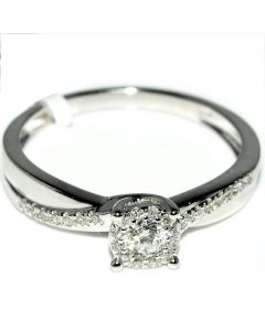 0.26ct Diamond Engagement Ring 10K White Gold Round Solitaire top 5mm Wide