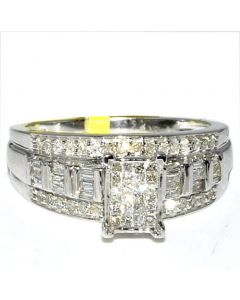 0.5ct Princess Cut Diamond Wedding Engagement Ring 10K White gold 8mm Wide