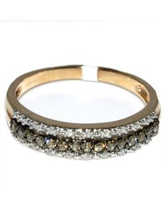 Cognac and White Diamond Wedding Anniversary Band Ring 0.2ct 10K Rose Gold