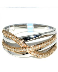 0.25ct Diamond Rose and White Gold Anniversary Ring 10K 10mm Wide Crossover