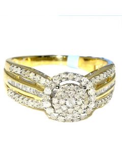 Diamond Engagement Ring 0.5ct 10K Yellow Gold 8.5mm wide halo
