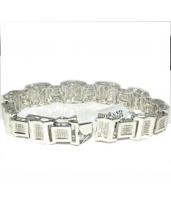 Men's Diamond Bracelet Sterling Silver White Gold finish 0.55ct Measures 13MM Wide