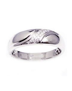 Diamond Wedding Band 0.1ct 10K White Gold 6mm Wide Comfort Fit Mens Ring