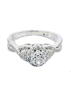 0.5ct Diamond Bridal Engagement Ring 10K White Gold Halo Cluster 8mm Wide