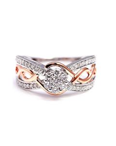 0.5ct Diamond Wedding Ring Rose and White Gold 10K 8.5mm Wide Split Shoulder