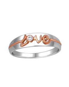 Love Ring with Diamond Two Tone 4.5mm Wide Wedding Anniversary Band 10k White Gold