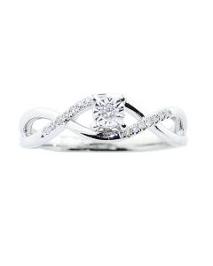 Diamond Engagement Ring White gold 10K 0.05cttw Infinity Style Promise Ring (i2/i3, I/j)