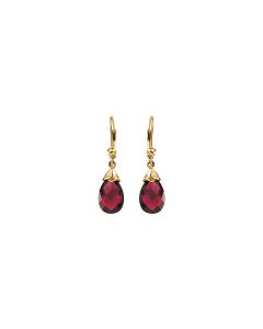 14kt Yellow 12x8mm Briolette Brazilian Garnet Earrings